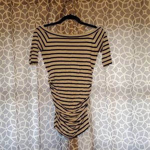 Black and White Striped Maternity Shirt
